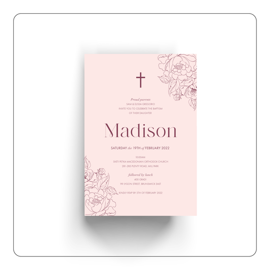 'Madison' Baby Baptism Invitation