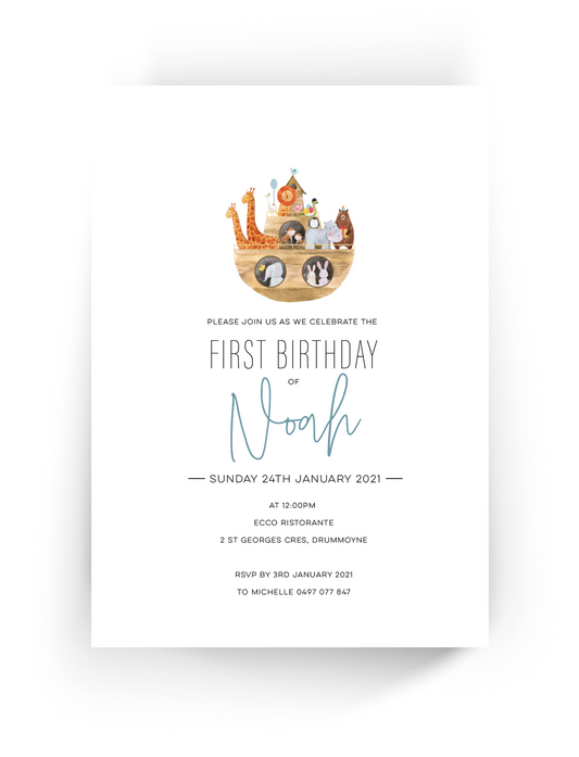 'Noah' First Birthday Invitation