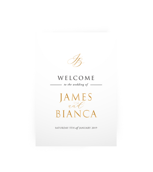 'Bianca' Welcome Board with Gold Decal