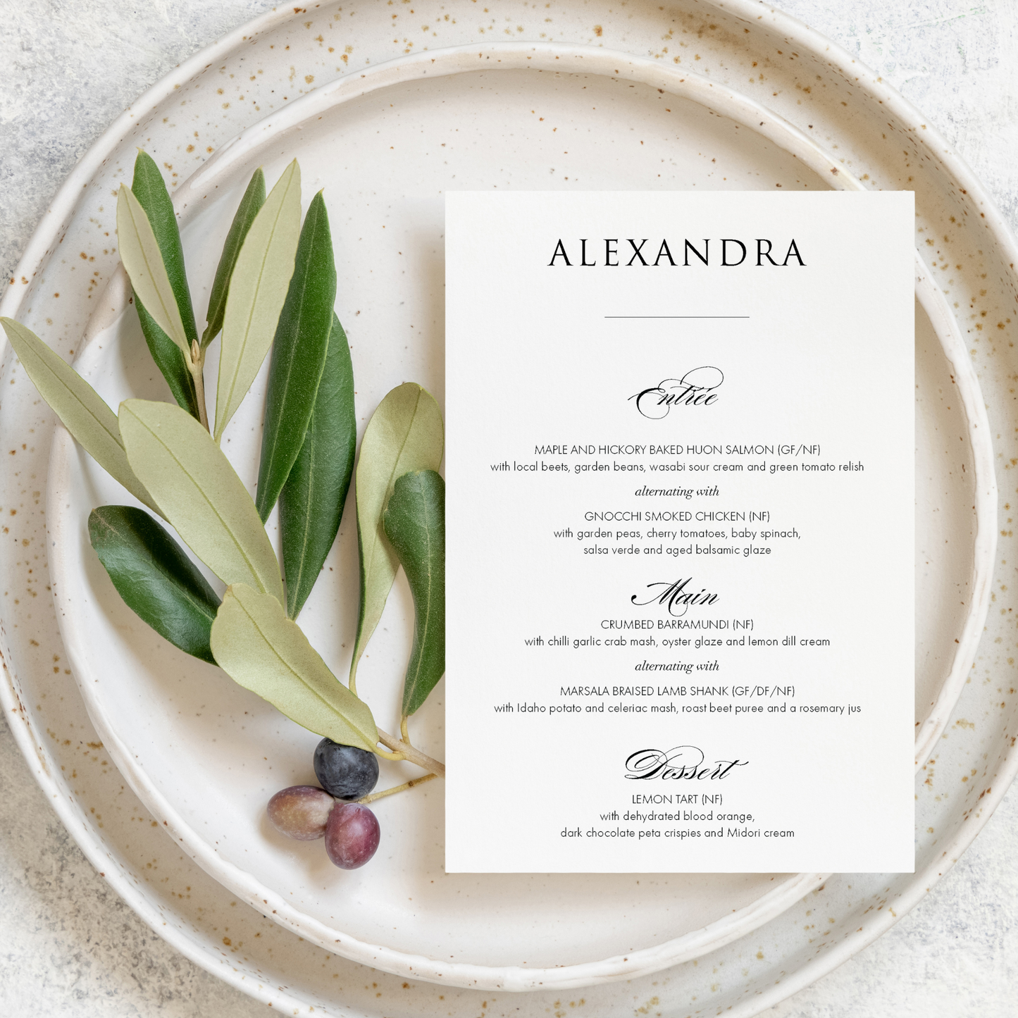 ‘Alexandra’ Guest Menu