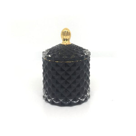 Crystál Trinket with lid - Gloss Black with Gold