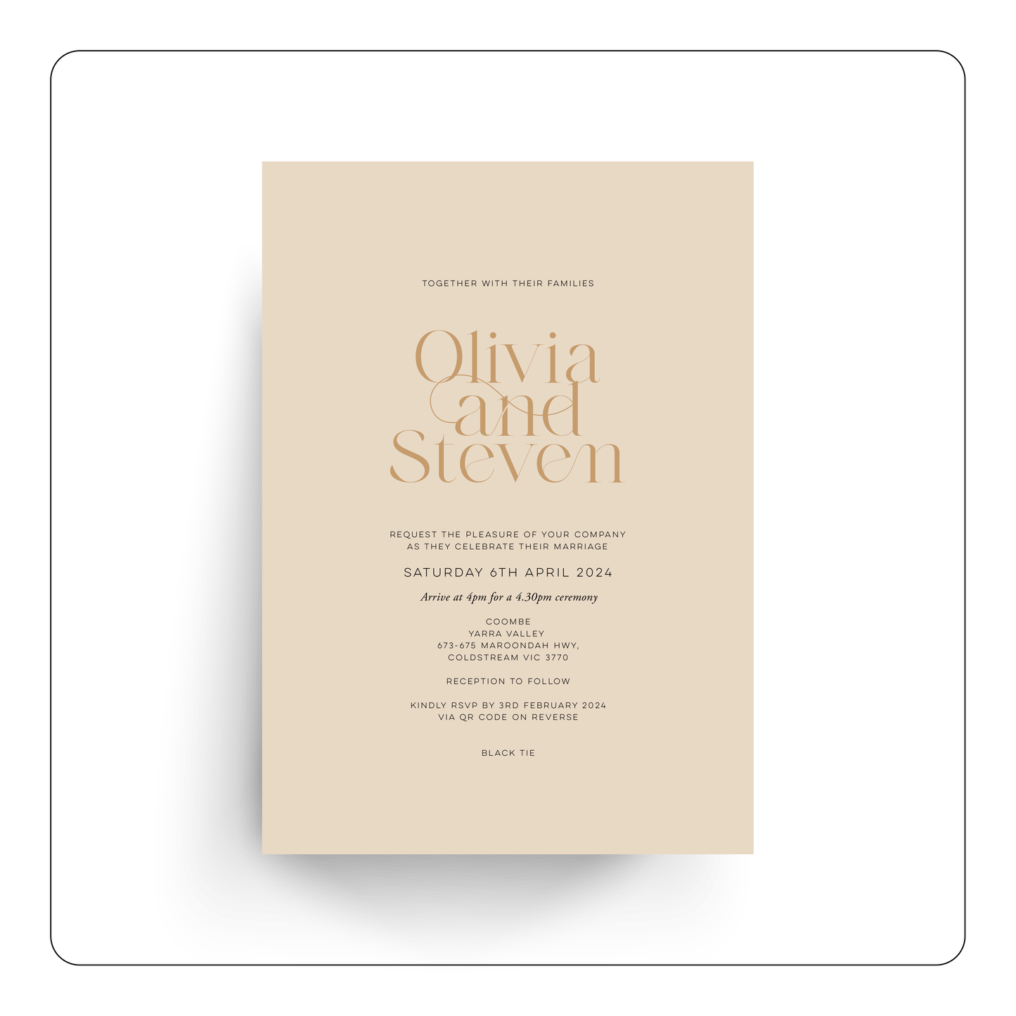 'Olivia' Wedding Invitation