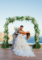 Chloe Maggs & Kevin Wichello Wedding Santorini Wedding Mykonos Wedding Greek Island Wedding Destination Wedding Chloe Heart, J'Aton wedding Dress, Celebrity Wedding