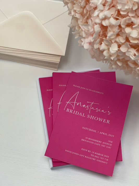 'Anastasia' Hot Pink Bridal Shower Invitations
