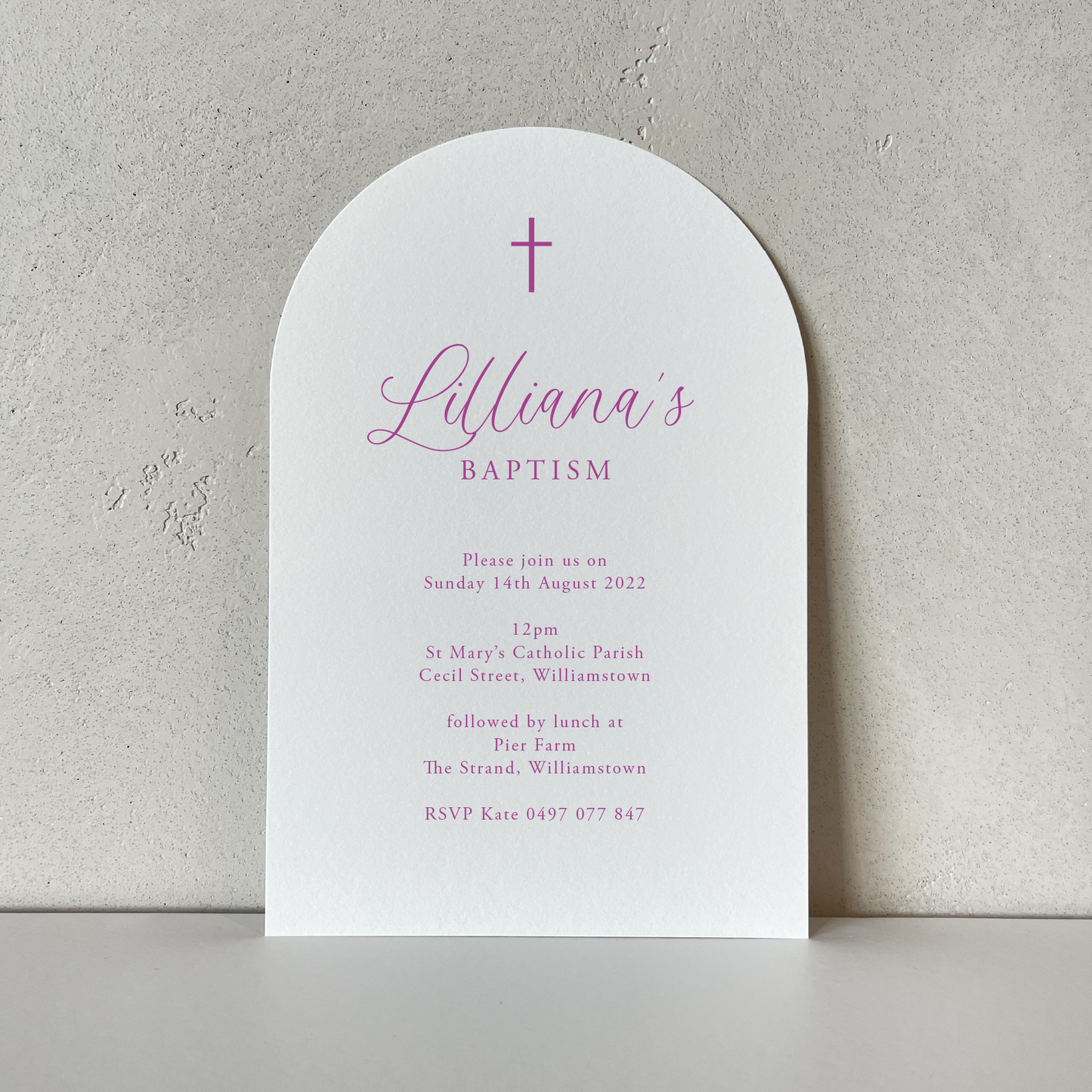 Lilliana Arch Baby Baptism Invitation