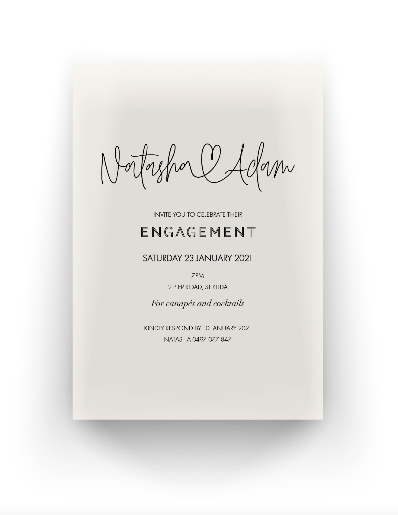 'Natasha' Engagement Invitation