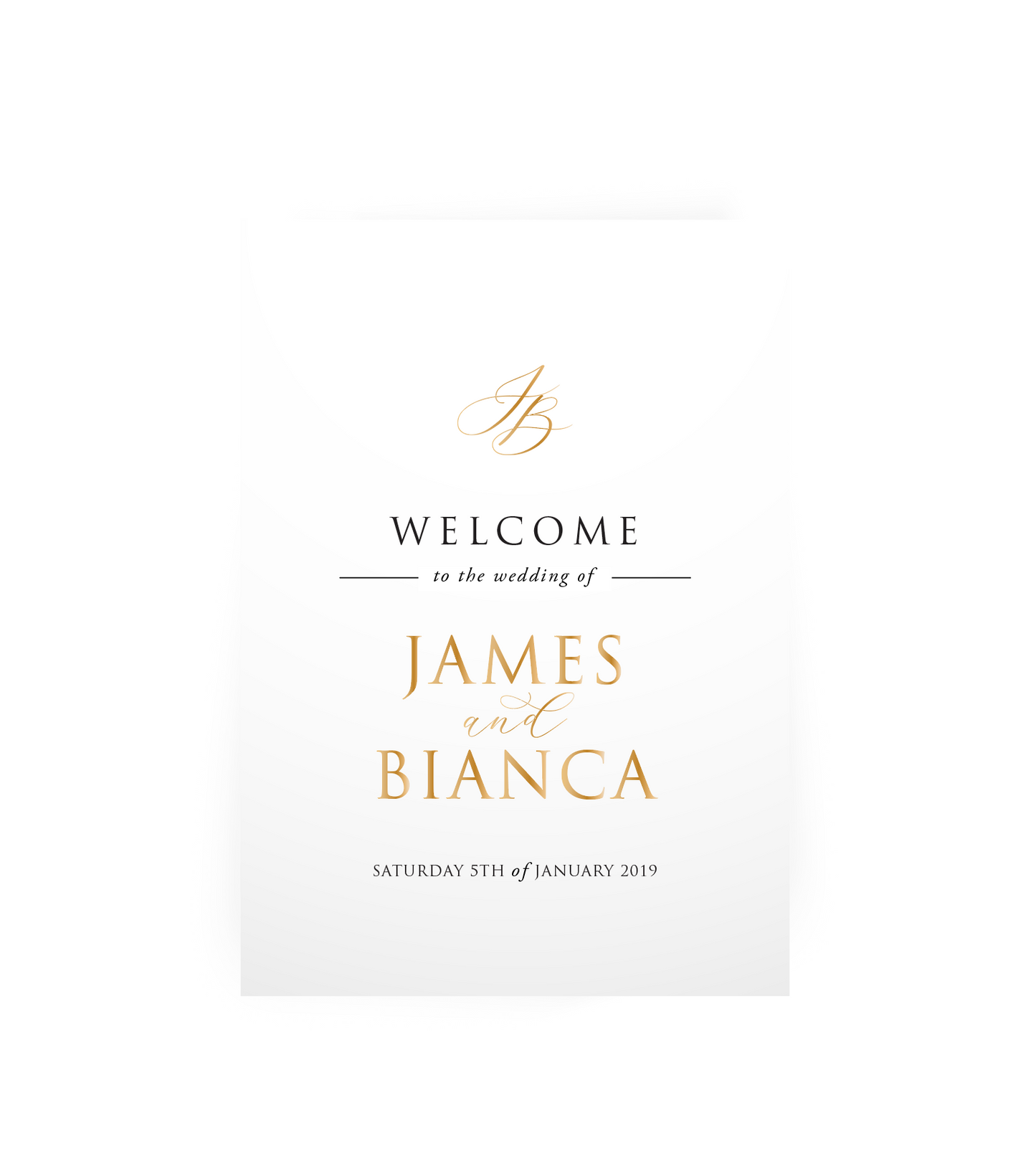 'Bianca' Welcome Board with Gold Decal
