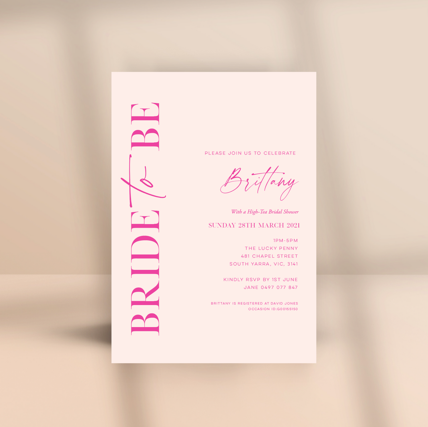 'Brittany' Bridal Shower Invitation
