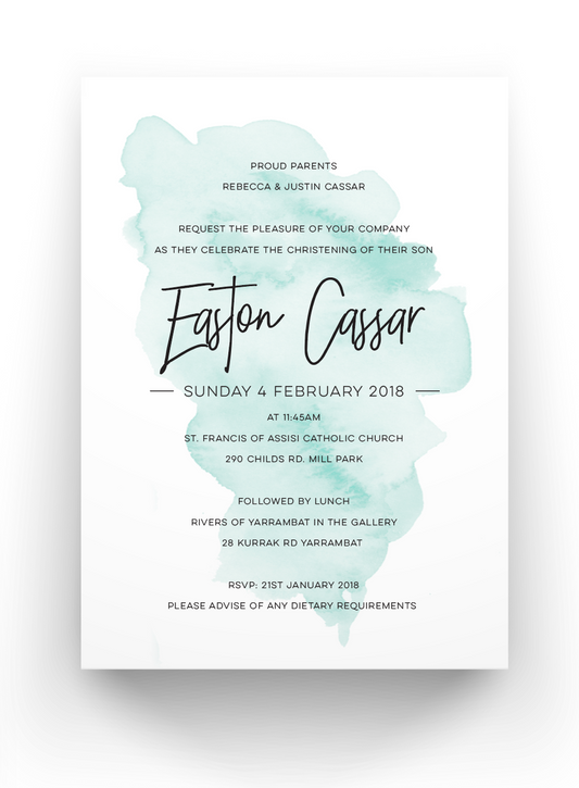 'Easton' Baby Baptism Invitation