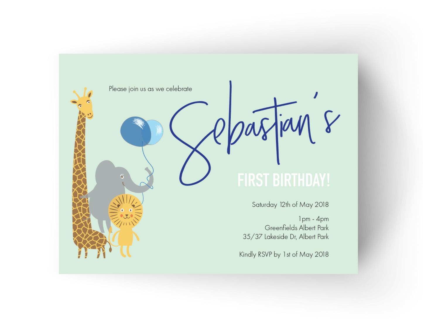 'Sebastian' First Birthday Invitations
