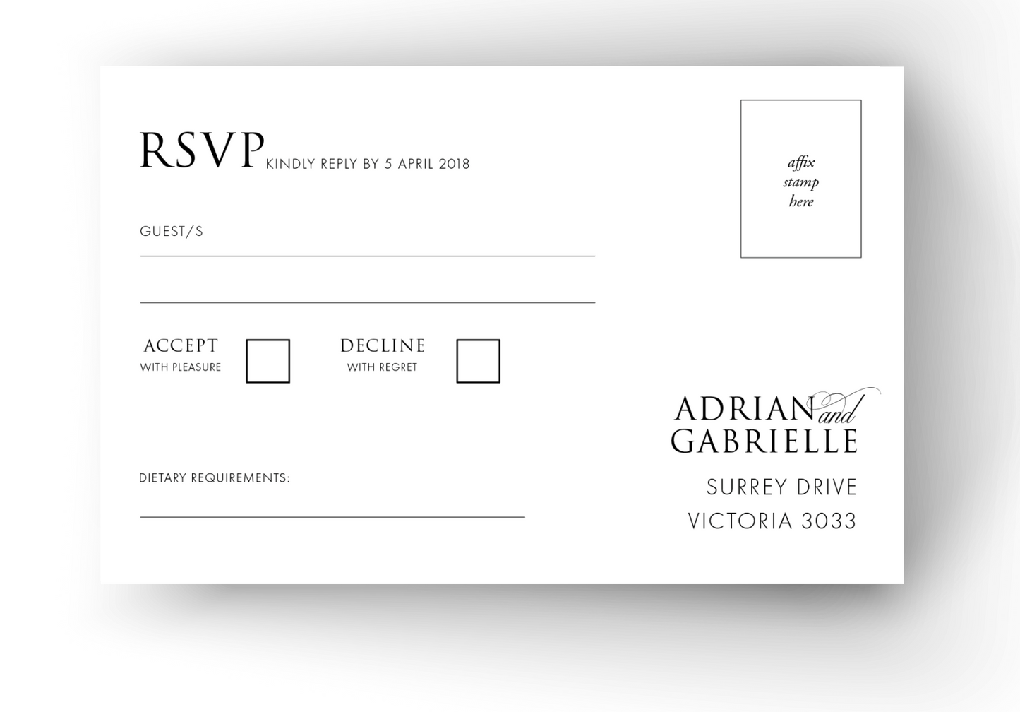 RSVP Cards - to match your Invitations
