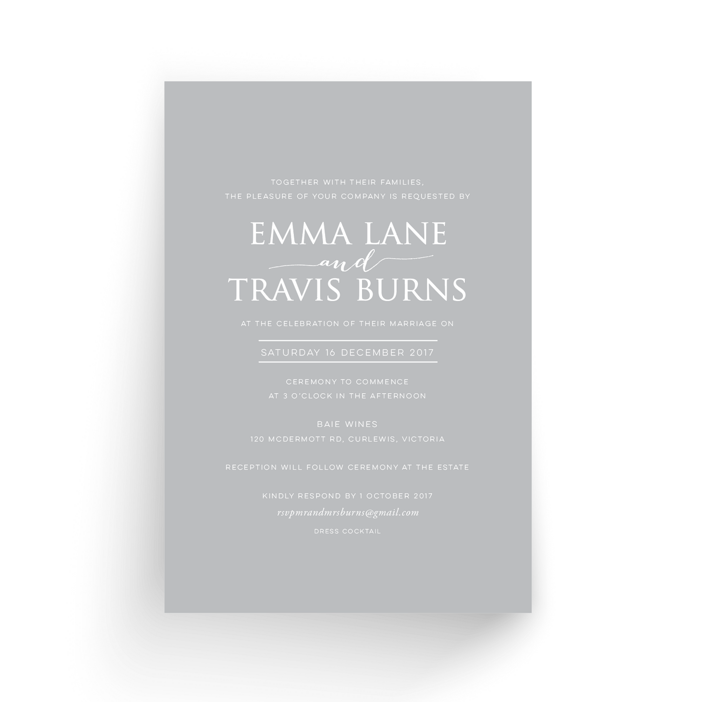 'Emma Lane' Wedding Invitation