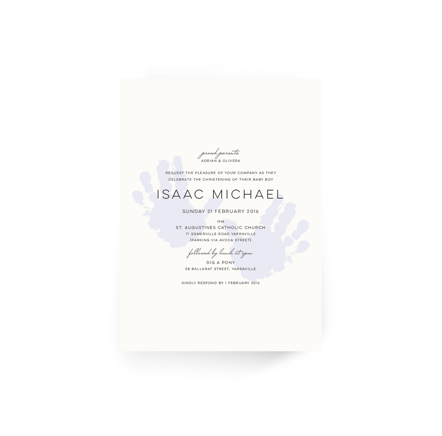 'Isaac' Baby Baptism Invitation