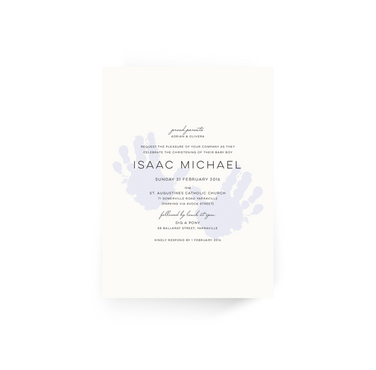 'Isaac' Baby Baptism Invitation