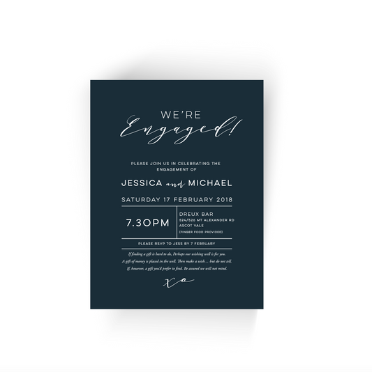 'Jessica' Modern Engagement Invitation