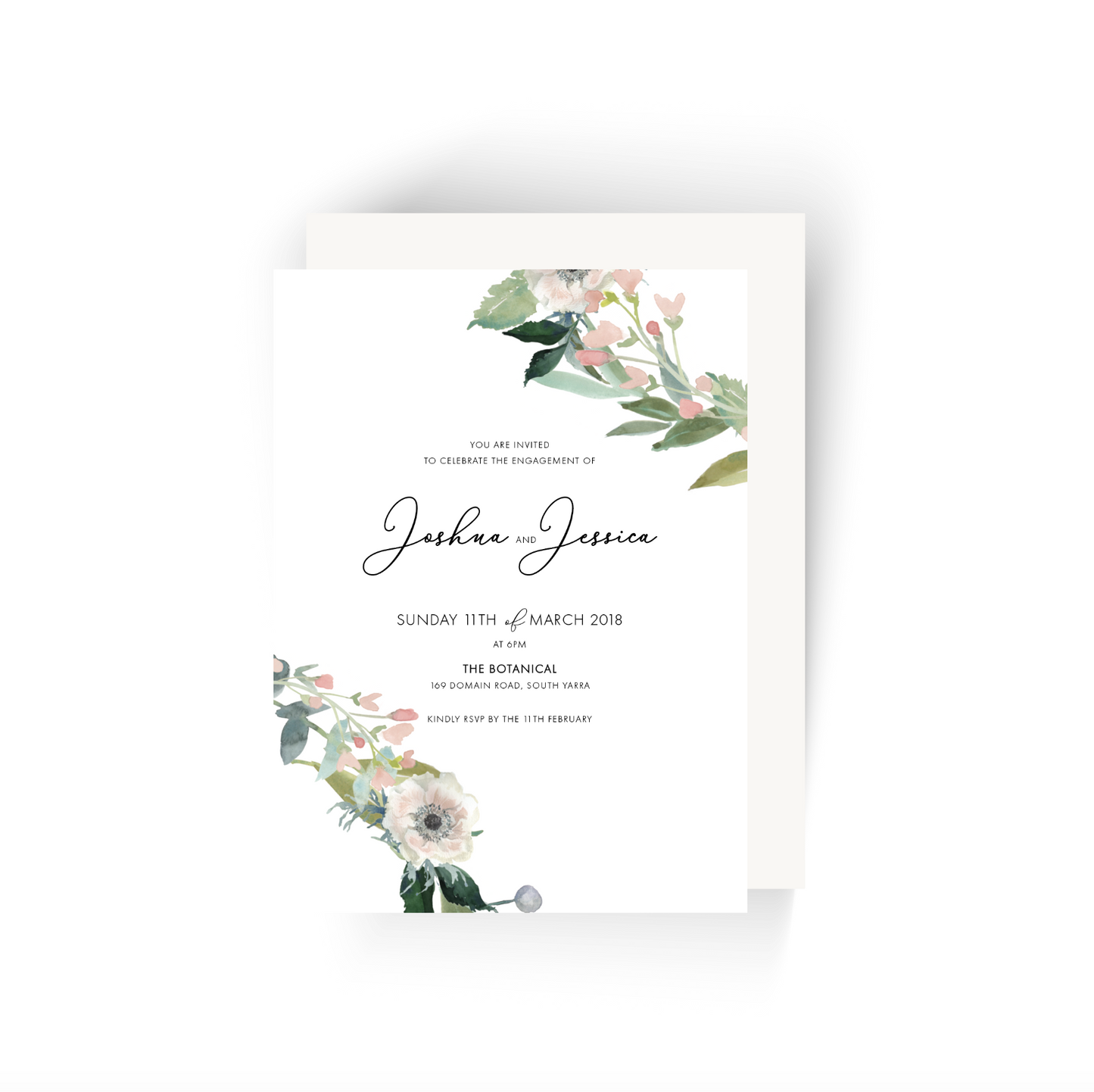 'Beth' Floral Engagement Invitation