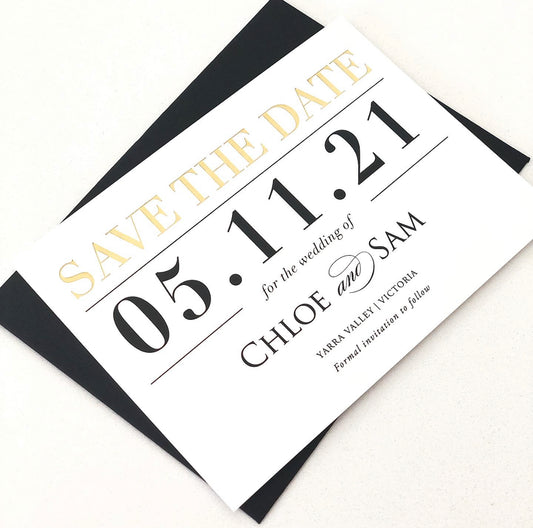 'Chloe' Gold Foiled Save the Date